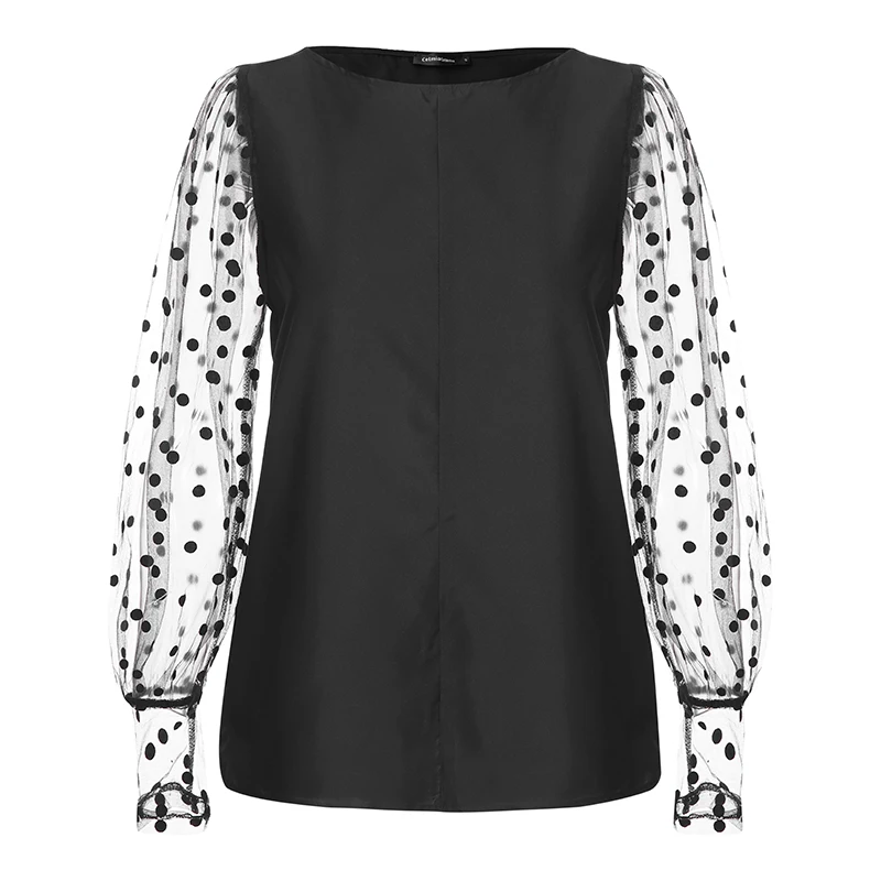Women Fashion Polka Dot Print Tunic Tops Celmia 2019 Plus Size 3/4 Sleeve Lace Blouses Casual Loose Shirts Elegant Blusas Mujer