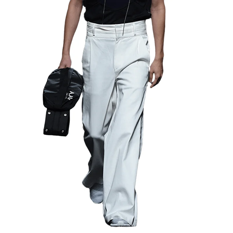 Spring/summer men's new casual trousers high waist pure color loose straight leg trousers youth fashion trend trousers
