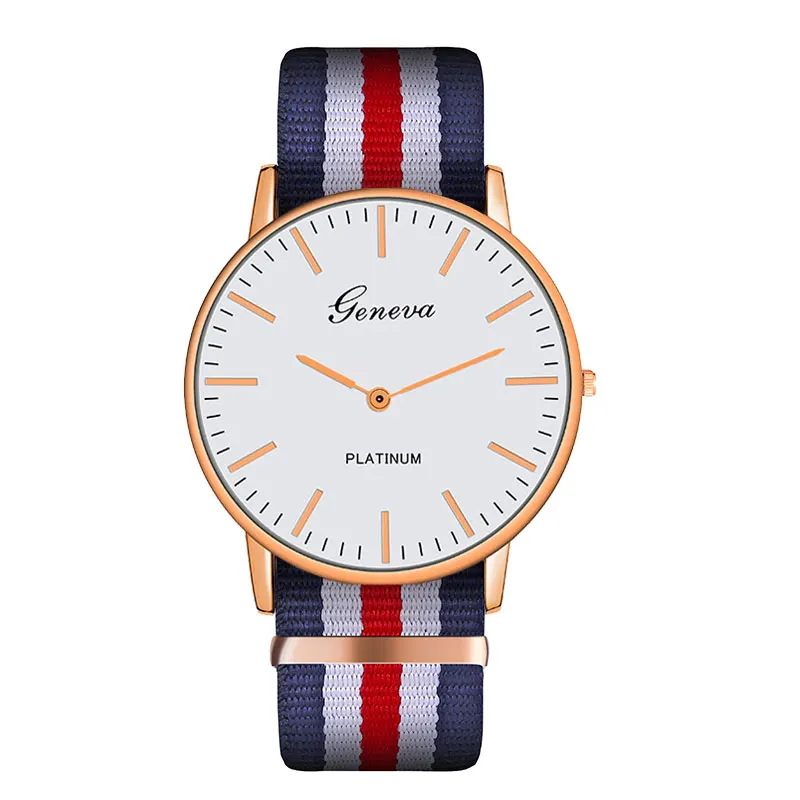 Top Luxury Brand Stripe Nylon Band Watch Men Quartz Wristwatch Casual Lady Woman Watch Montre Femme Reloj Mujer Horloges