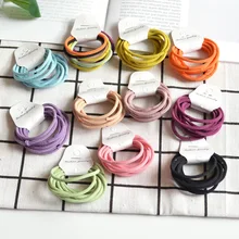 Цветной детский ультра-эластичный базовый ободок для волос, кожаный чехол, ободок для волос для девочек, маленький круг, ободок для волос, аксессуары для волос, 10 корней