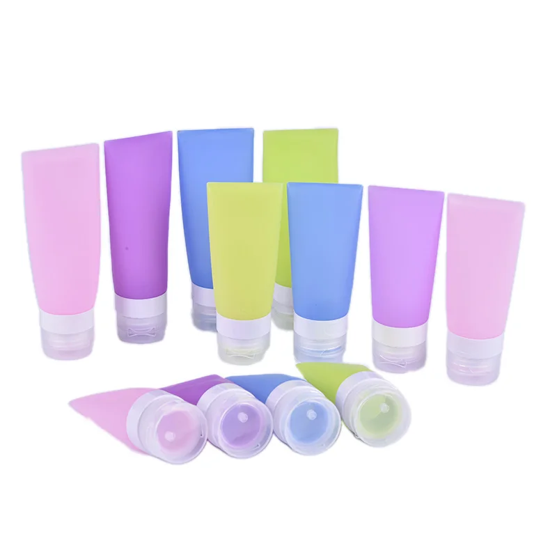 38/60/80ml Travel Refillable Bottles Silicone Skin Care Lotion Shampoo Gel Squeeze Bottle Tube Containers Squeeze Kits