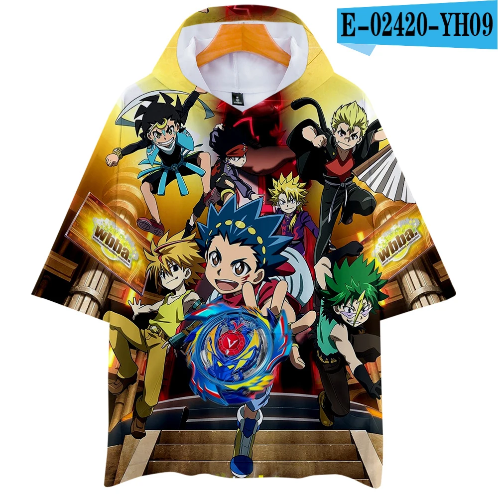 Beyblade Burst Evolution 3D peinting одежда летние повседневные крутые футболки Женская/мужская одежда Новинка с капюшоном и короткими рукавами thirts - Цвет: Pictured