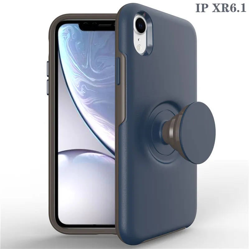 Синий Гибкий чехол-держатель Promax для iPhone 11, 6, 8, 7 Plus, x, xr, xsmax, матовый Гибридный противоударный защитный резиновый PC+ TPU силиконовый чехол-накладка - Цвет: Синий