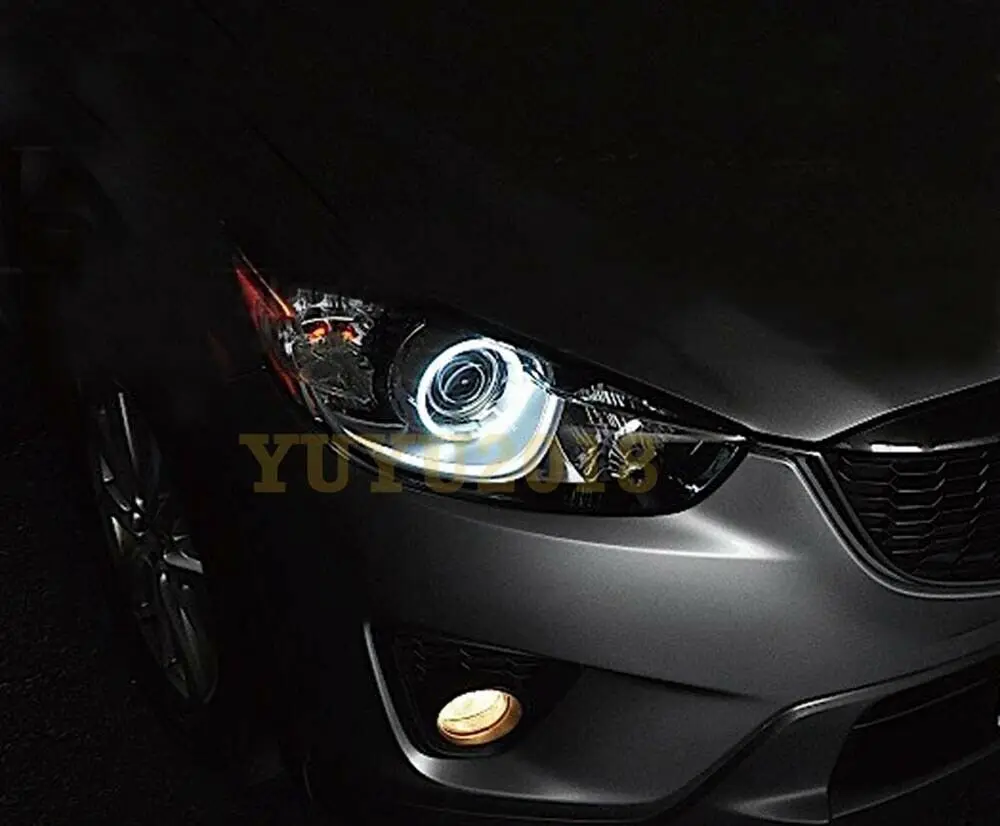 Цветная(RGB светодиодные кольца-гало подходит для Mazda CX-5 2013 фар автомобиля светодиодный angeleys дьявол, демон Corona вспышка DRL LED-Удаленное управление по Bluetooth