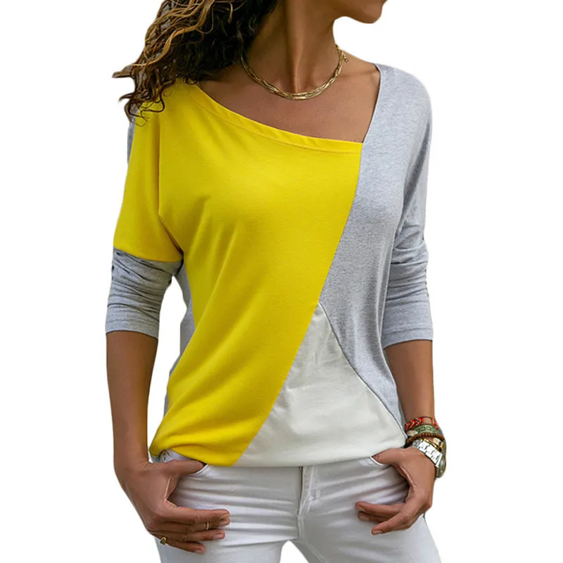 Осенняя Лоскутная Женская рубашка пуловер длинный рукав Свободный Повседневный хлопковый вязаный кружевной блузка женские топы Плюс Размер 3XL Blusas Femme - Цвет: A5