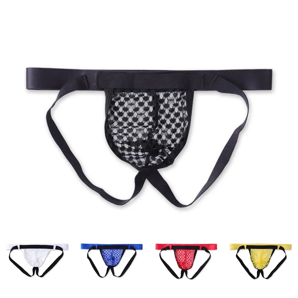 Jockstrap Men's 더블 엉덩이 중공 끈 섹시 끈 컷 아웃 투명 팬티 Jock Strap Sissy