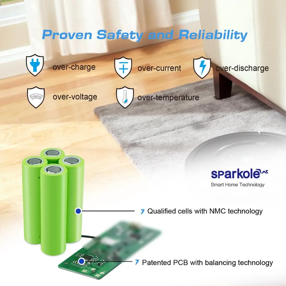 Sparkole 5300 мА/ч, 14,8 V 2 литий-полимерные Перезаряжаемые Батарея для iRobot Roomba 531 550 560 620 650 770 780 870 880 500 600 700 800
