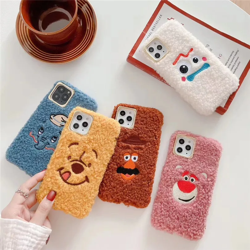 The Lovely Cartoon Cute Plush Case for iPhone 6 6S 7 8 Plus Cover for iPhone X XR XS 11 Pro Max Shockproof Protective Shell