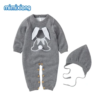 

Baby Rompers Autumn & Winter Newborn Bebes Clothes Rabbit Ear Knitted Infant Boy Girl Jumpsuits Outfits Children Knitwear 0-18M