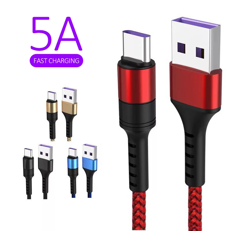 5A USB Type C Cable Super Fast Charge Data Line USB Cable for Huawei Xiaomi Fast Charge Wire Type-C Charging Cable Charger