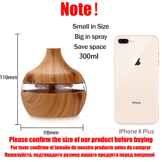 300ml Humidifier Aroma Essential Oil Diffuser Ultrasonic Wood Grain Air Humidifier USB Mini Mist Maker 7 LED Light Car Home - Image 4