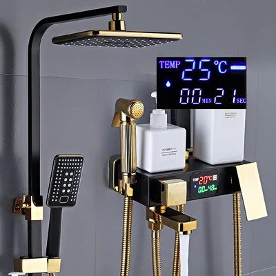 Термостатический душ светодиодный душ с цифровым дисплеем кран настенный душевой кран Душевая система дождевая душевая головка