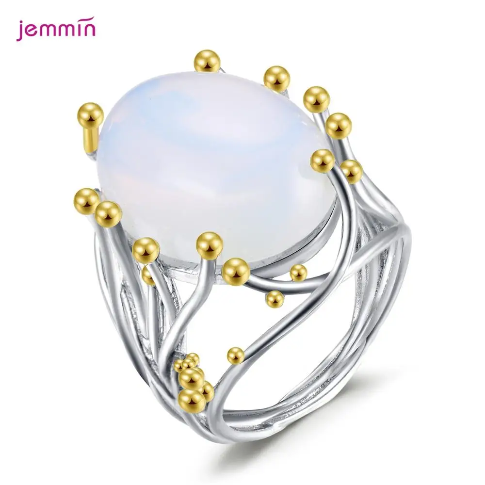 

Real Classic Charm Ring Element imitated Moonstone Rings For Women Wholesale Wedding Engagement Jewelry