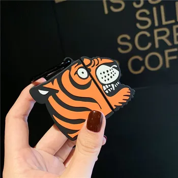 

Funny Cool Cartoon 3D tiger For Airpods Case Silicone Bluetooth Wireless Earphone Protective cover for Airpod Headset case box