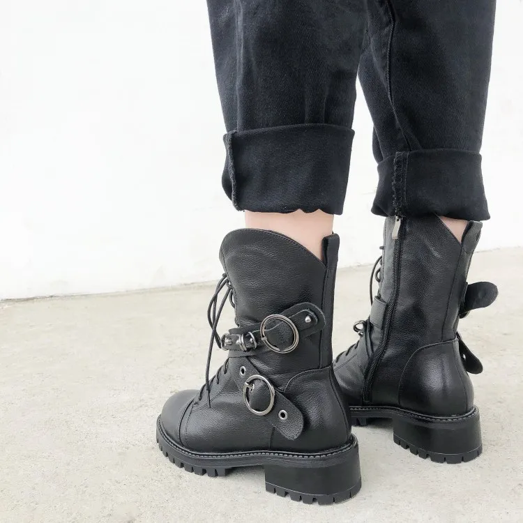 

Tanariya New Arrival Shoes woman Boots women Autumn/winter 2019 thick heel cowhide boots for ladies