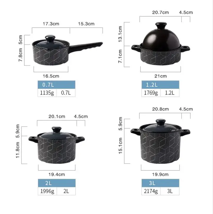 4pcs Taji горшок Мультиварка домашний керамический суп, каша-горшок для здоровья риса, газовая пожарная плита, высокотемпературный суп-горшок, кухонная посуда - Цвет: 4pcs