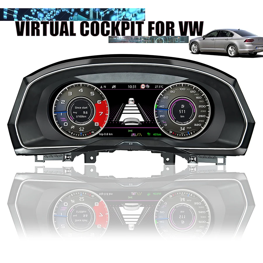 Digital Virtual Cockpit Speedometer For VW PASSAT B7 B8 Golf 6 7 7.5 MK7 Tiguan Scirocco Jetta Dashboard Instrument Cluster 12.3' instrument cluster display