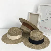 2021 New Handmade Straw Beach Hat For Women Summer hat Panama Cap Fashion Concave Flat Sun Protection Visor Hats Wholesale 5