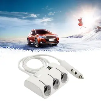 

One To Three Car Cigarette Lighter Power Distributor One To Three Car Charger With USB Interface Charger
