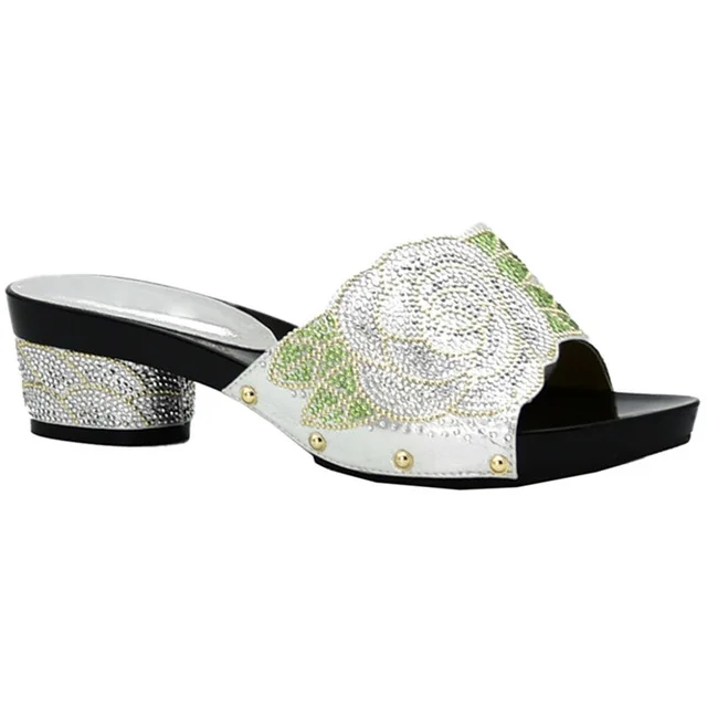Новое поступление Итальянская обувь с С сумочкой в одинаковом стиле в комплекте декорированные Стразы Для женщин; Летняя обувь; комплект из свадебной обуви и сумки в африканском стиле - Цвет: Sliver  shoes  only