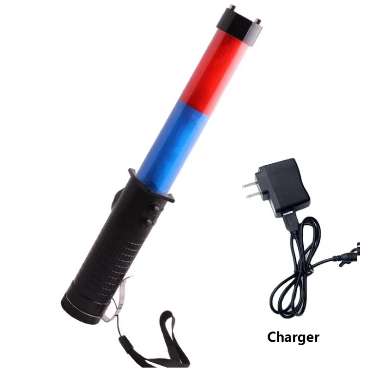 293 Multi-function Outdoor LED PVC Traffic Safety Baton Warning Light Whistle Magnet Hook Buzzer Guide Rod