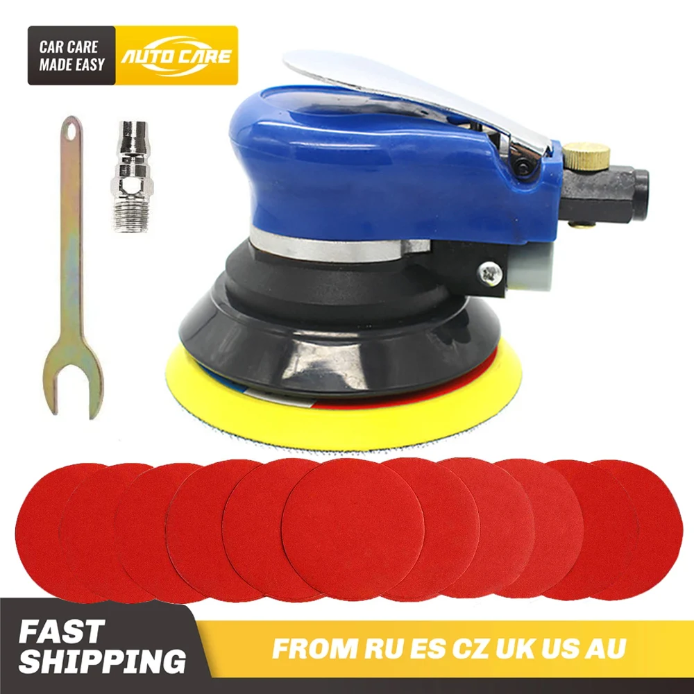 US $35.35 5 Inches 10000rpm Max Pneumatic Air Sander Car Polisher Paint Care Tool Polishing Machine Electric Woodworking Grinder Polisher