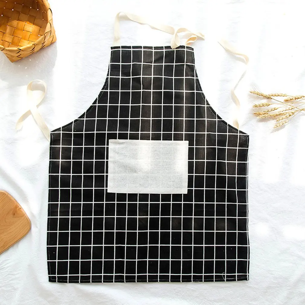 T2164 Kitchen Cotton And Linen Apron Oil-Proof Padded Waist Cooking Dress Korean Fashion Simple Adult Gown