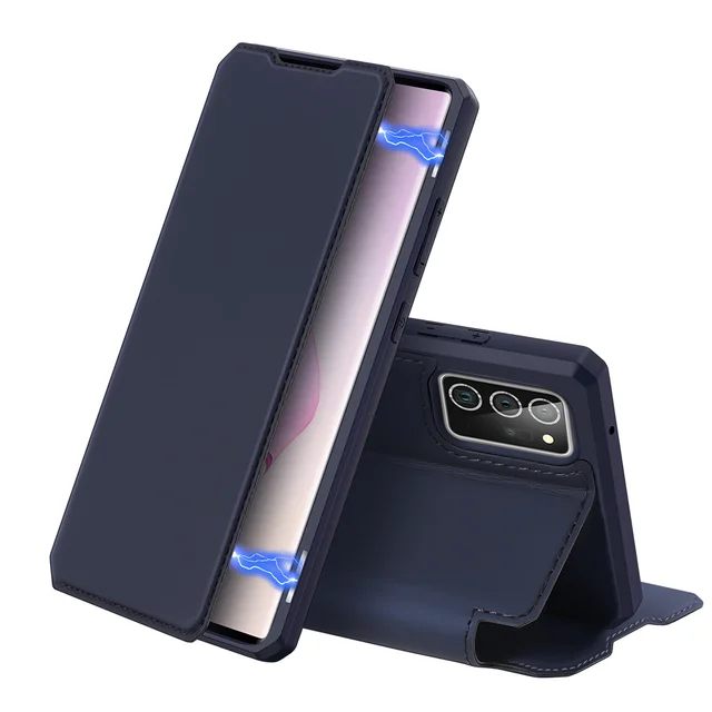 Business Leather Magnetic Flip Case For Samsung Galaxy Note20 S20 Ultra Note 10 Plus A51 A71 Wireless Charging Cover Card Slot Blue