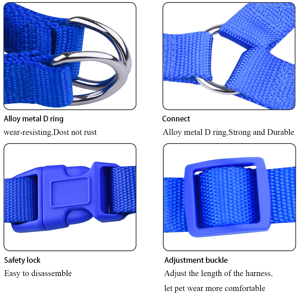 Nylon Pet Dog Harness No Pull Adjustable Dog Leash Vest Classic Running Leash Strap Belt for