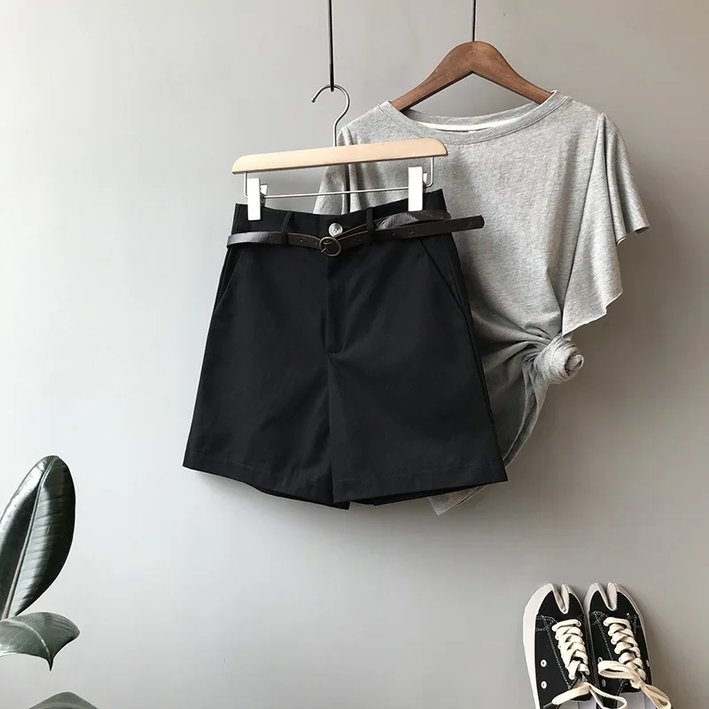 Summer new high-waist shorts women Korean style elastic waist loose wide-leg casual pants nike dri fit shorts Shorts