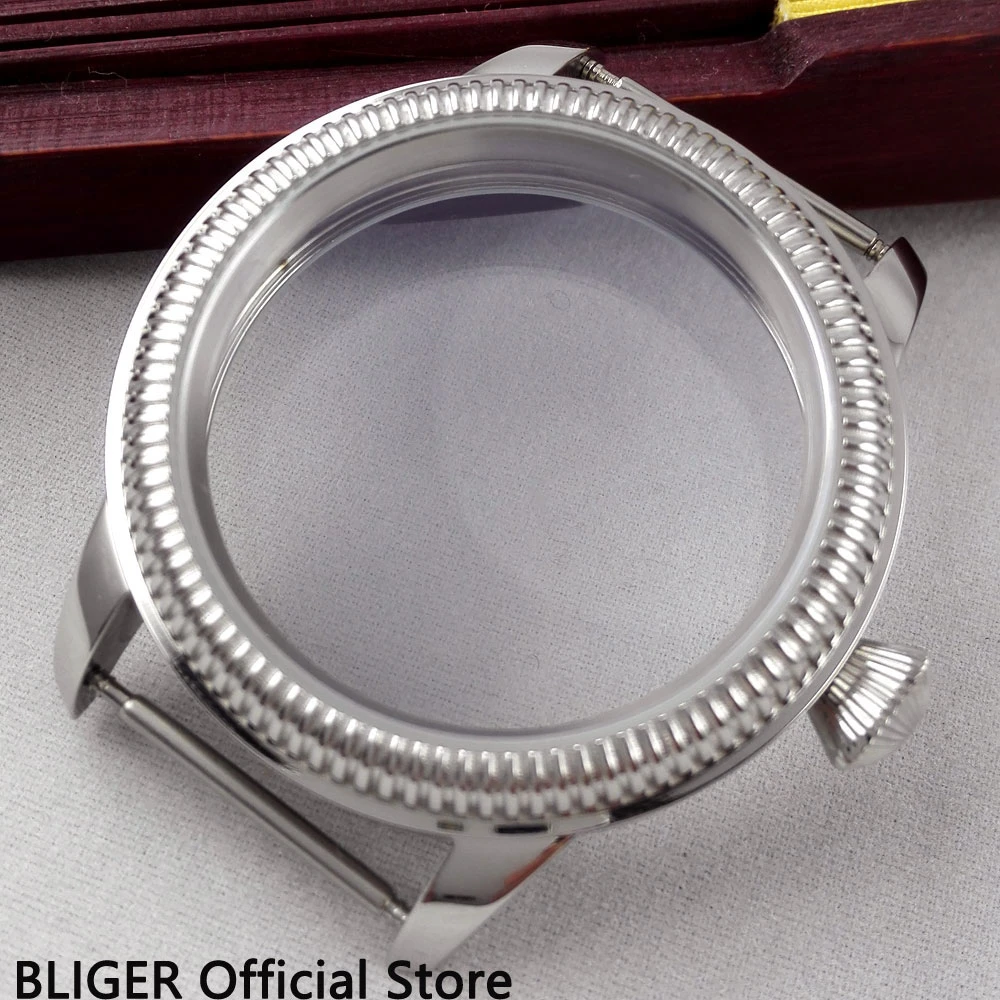 Classic 44MM Polished Stainless Steel Watch Case With Bezel Fit For ETA