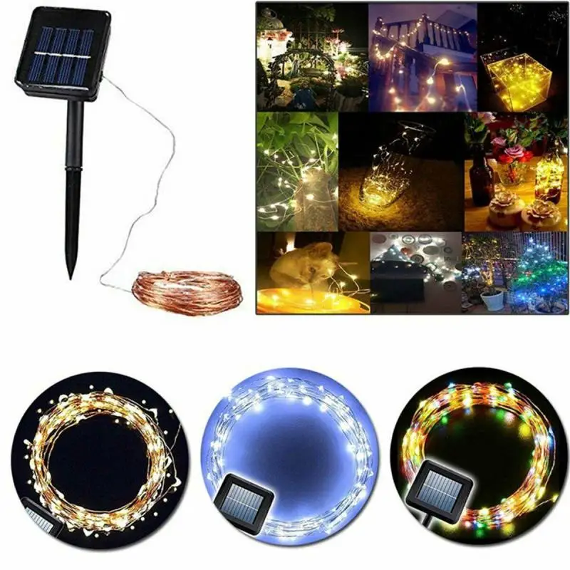 2 предмета 100LED Солнечный гирлянда Медный провод открытый вечерние Рождество