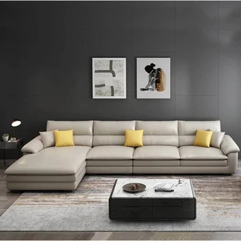MANBAS Nordic Leather L-Shaped Sofa 1