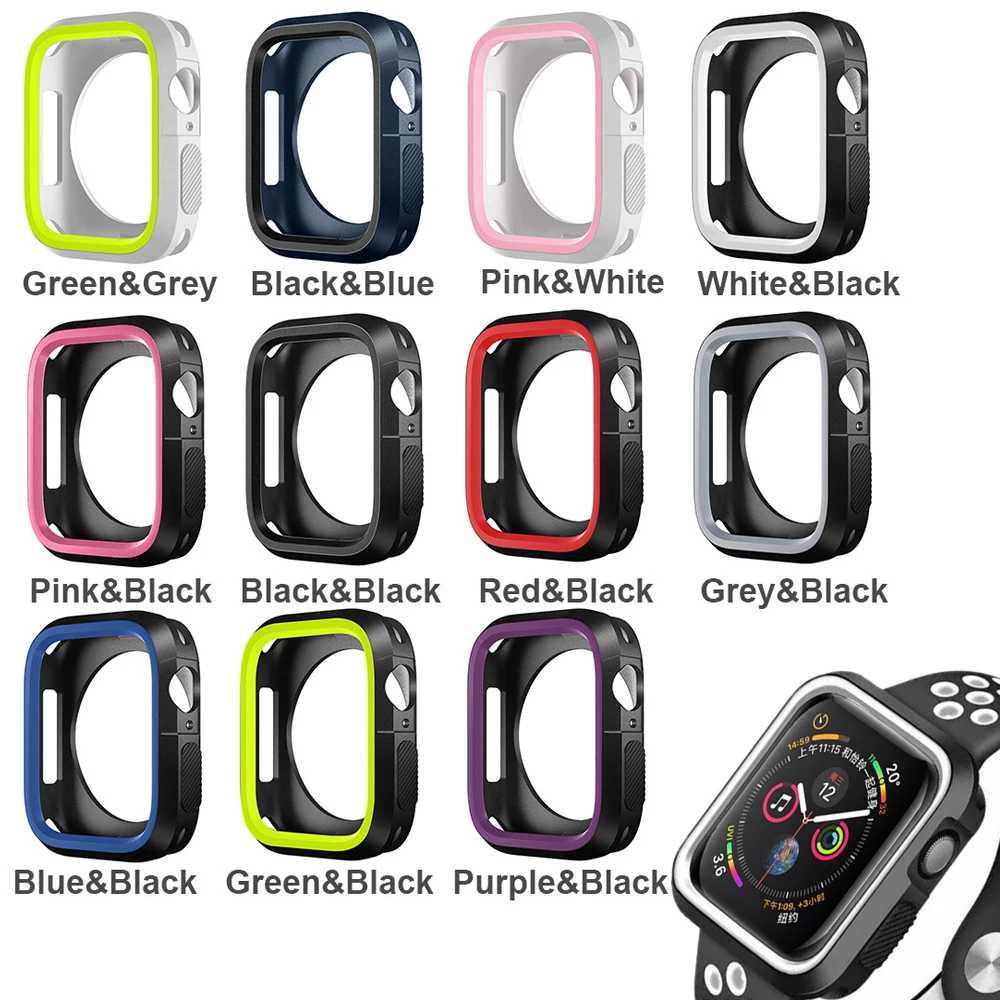 

Silicone Bumper For Apple Watch Case 44mm 40mm iWatch case 42mm/38mm soft Protector cover Apple watch 5 4 3 2 1 Accessories