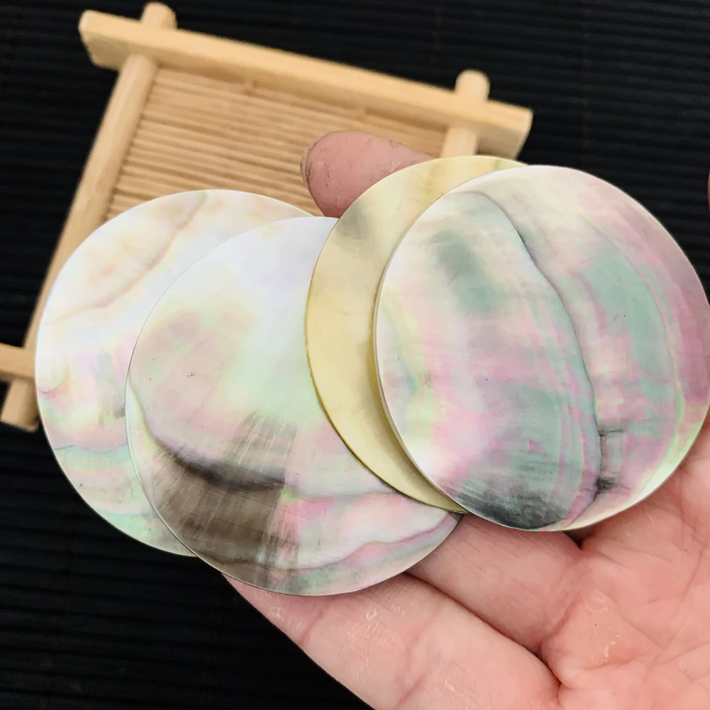 2PCS 45mm Natural Black Mop Seashell Charm Bead Pendant Round Mother of Pearl Polished Shell For DIY Jewelry natural shell ornaments