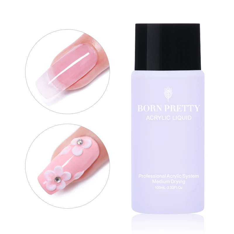 100ml Acrylic Liquid BORN PRETTY 30ml Acrylic Powder Carving Nail Polymer Tip Extension French Pink White Clear Adhesive Rhinestone Nail Art Powder - Цвет: 100ml Acrylic Liquid