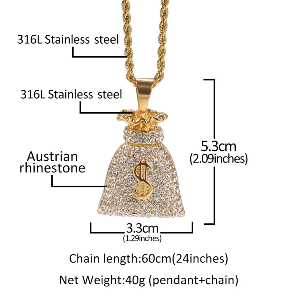 Мужские ожерелья в стиле хип-хоп с подвеской в виде доллара, нержавеющая сталь, никогда не выцветает, мужское ожерелье в стиле хип-хоп, ювелирные изделия, Прямая поставка