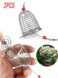 Fish Small Stainless Steel Bait Cage Durable Baits Cage Fishing Trap Round Bottom Basket Feeder Serves Holder Fishing Tackle