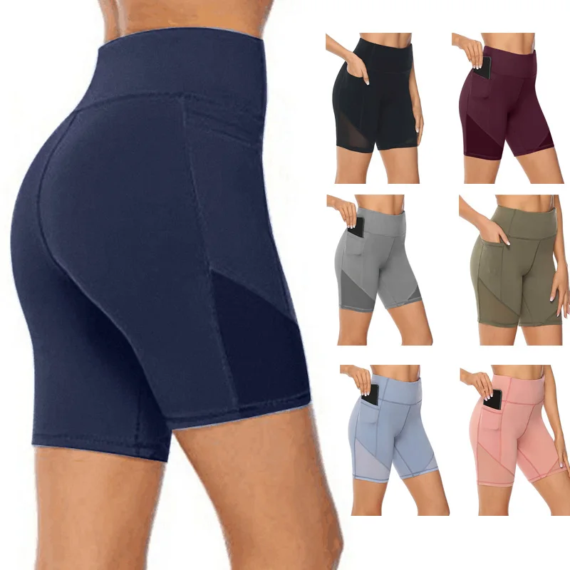 Push Up Tight Women High Waist Yoga Shorts Quick-Dry Jogging Sport Leggings Fitness Gym Shorts Solid Workout Tight Pocket 5XL 2