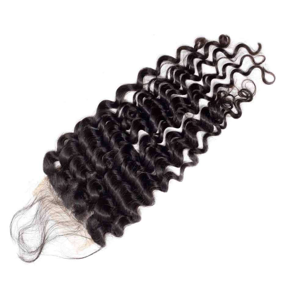 Grand Nature 4x4 lace closure loose deep 100% Human Hair Extensions water wave 8-20inch natural color remy