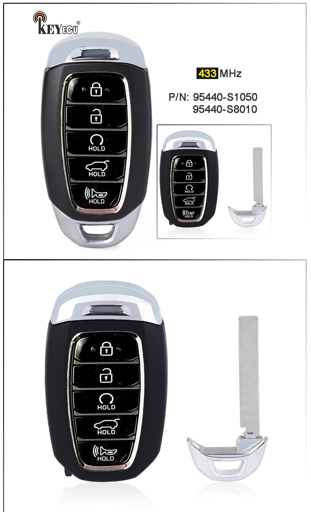 Keyforkess 433MHz P/N: 95440-S8010 / 95440-S1050 portachiavi remoto intelligente senza chiave per Hyundai Palisade Santa Fe 2019 2020 2021 - Hd47499094e5d4134a5e49fa59de552edL