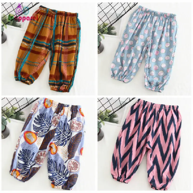 LEAPPAREL/модные длинные штаны для мальчиков и девочек с резинкой в талии с принтом, повседневная одежда для детей