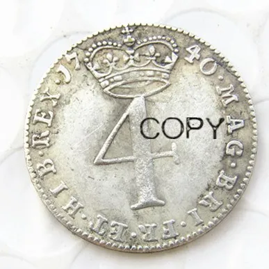 Великобритания 4 Pence 1740 посеребренные копии монет