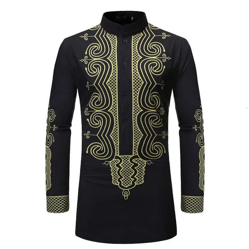 Spring And Autumn New Men's Long Sleeve Shirt 3D Printed Long Shirts Men Casual Shirt National Style Fit Slim Plus Size