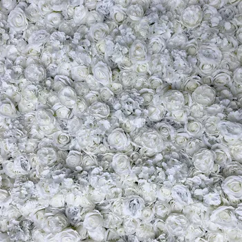 

3D High Quality Artificial Flower Wall And Fake Flowers Runner Use White/Iovery Rose Peony For Wedding Background Decoration