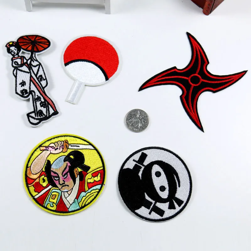 Cartoon samurai ninja Huakui Patches wholesale Iron On table tennis bat Embroidery Biker Darts Clothing accessories | Дом и сад
