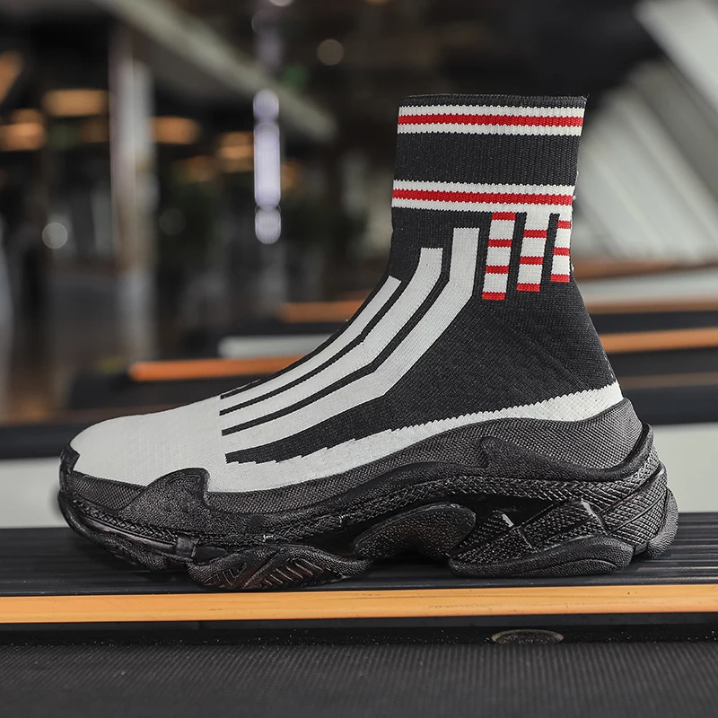 

Sneakers Women Men Knit Upper Breathable Sport Shoes Sock Boots Woman Chunky Shoes High Top Running Shoes For Men Women