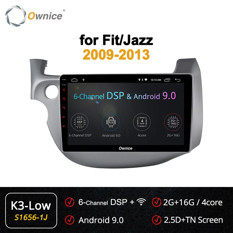 S1656-1 K3 LOW Ownice k3 k5 k6 2din Android 9,0 Автомагнитола dvd gps Navi для Honda FIT JAZZ 2008-2013 360 Panorama DSP 4G Автомагнитола - Color: S1656-1 K3 LOW