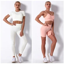 Agasalho feminino conjunto de yoga roupas de ginástica feminino roupa de yoga leggings + sutiã esporte de alto impacto 4 pcs ternos de esportes fatos de treino