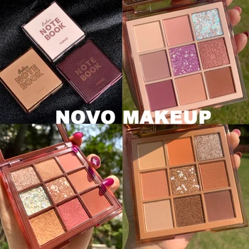 

NOVO 9 Colors Notebook Glitter Pearl Sequins Eyeshadow Palette Matte Eye Shadow Powder Pigment Waterproof Nude Eyes Cosmetics